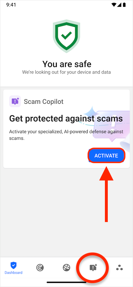 konfigurera Scam Copilot på Android